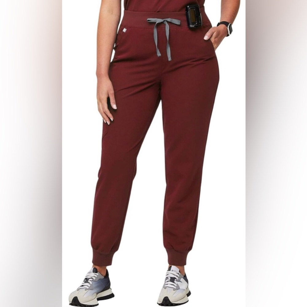 Figs High Waisted Zamora Joggers Scrub Pants Size XL Maroon Burgundy